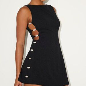 Lulus Viveca Black Embellished Cutout Sleeveless Mini Dress - Size XL
